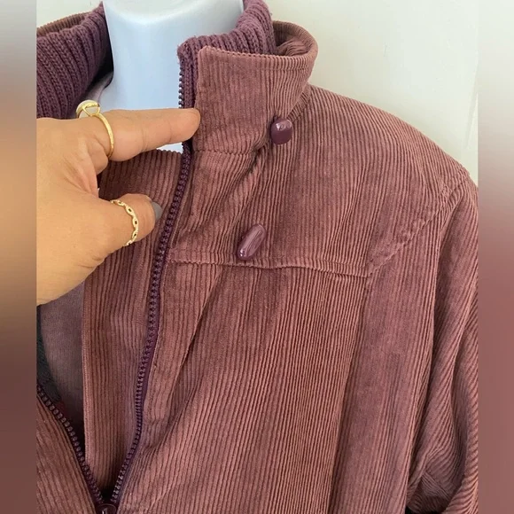 Rare Vintage Eddie Bauer Corduroy Barn Chore Coat Knit Collar Cuffs Mauve 80s - Picture 4 of 8